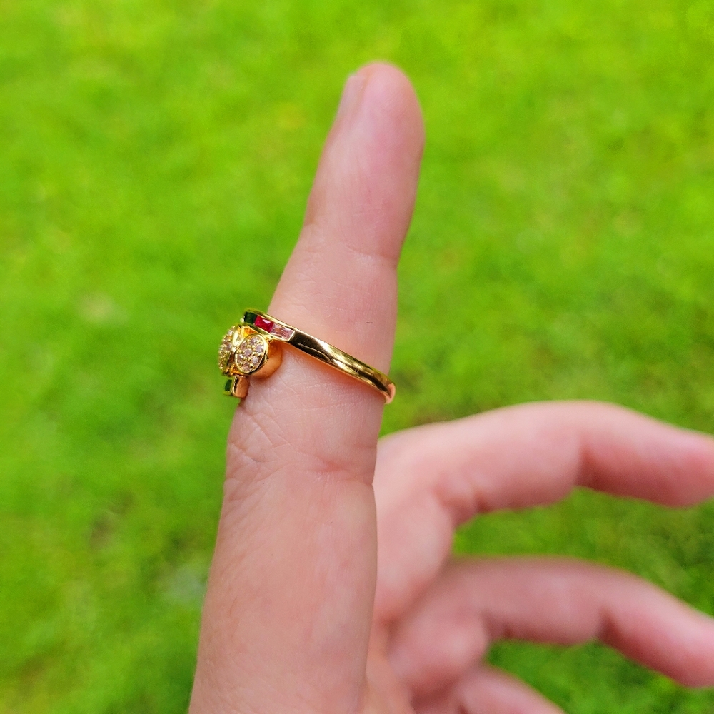 God's Promise Rainbow Diamond Gold Ring Size 6 - Picture 8 of 13